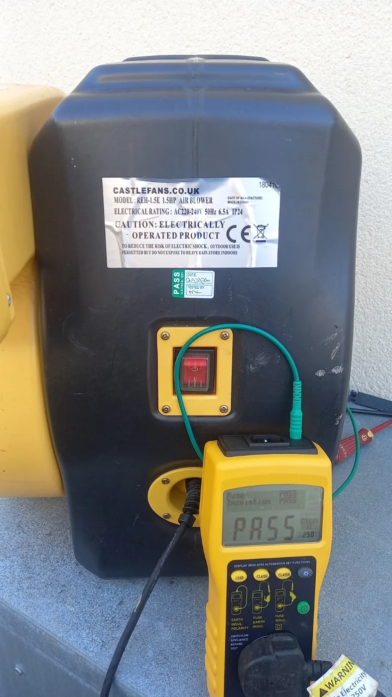 Workshops equipment being PAT tested